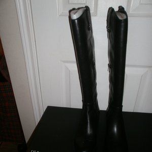 NEW INC INTERNATIONAL CONCEPT sz 7.5 M Black LEATHER Stack Heel RIDING BOOTS